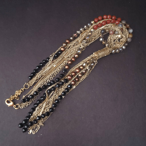 Nakamol Long Necklace with Chains and Beads - Picture 5 of 9